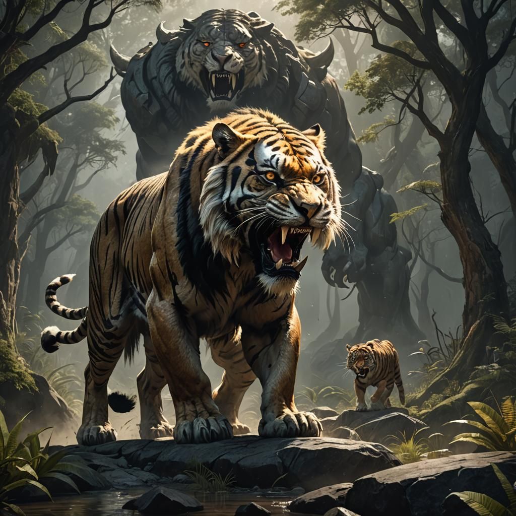 Saber-Toothed Tiger: Dark Fantasy Concept Art