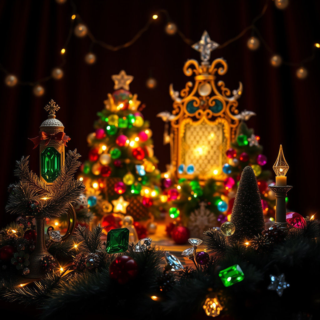 Gem-Encrusted Christmas Scene in Baroque Style