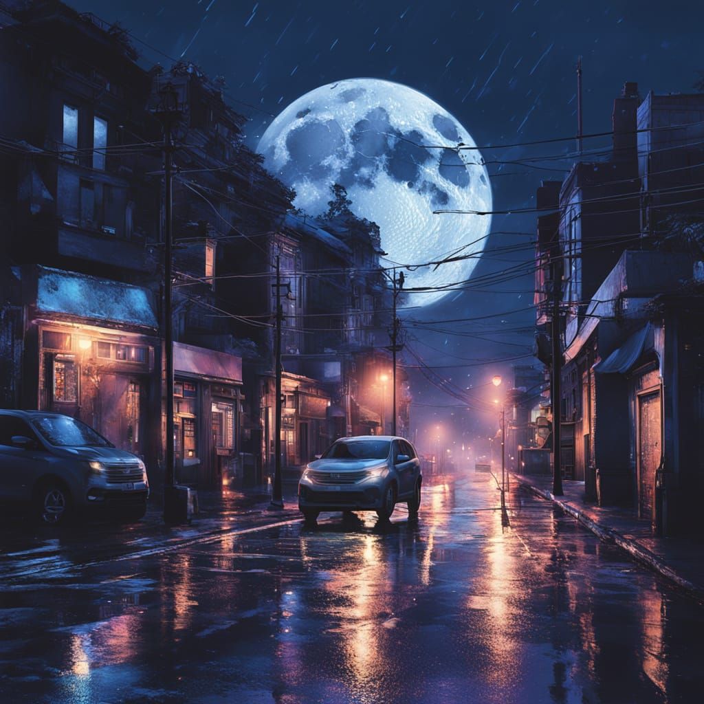 Under the low moon  adjusted her digital lunar landscape red...