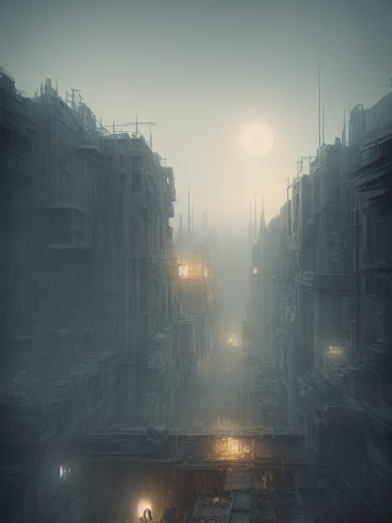 Sleepless Nights: Detailed Matte Painting in Retroism Style