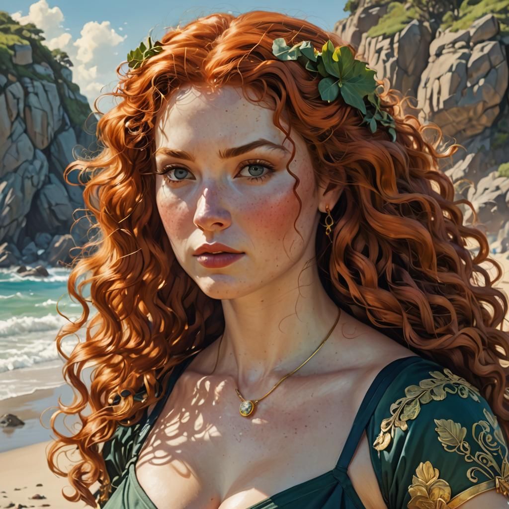 Merida at the Beach: Pin-Up Style Portrait