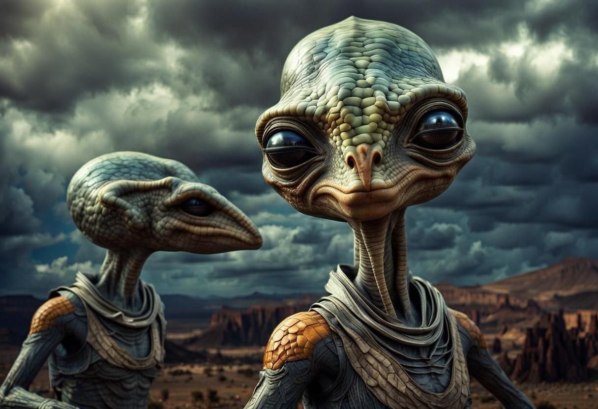 Photorealistic Aliens in Subdued Lighting: Hyperreal Photogr...