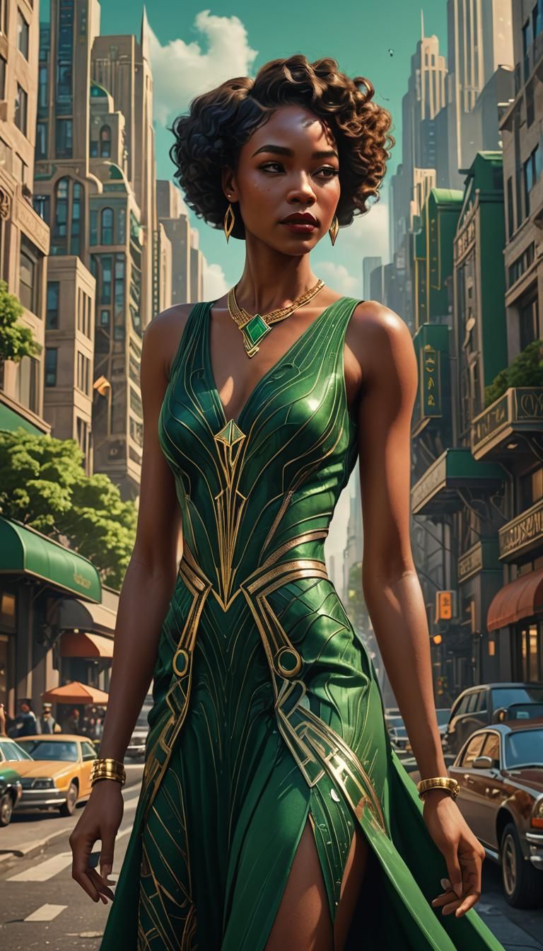 Art Deco City Fashion in Matte Painting Style