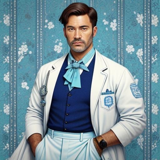 Sizzling Male Nurse in Vibrant Setting