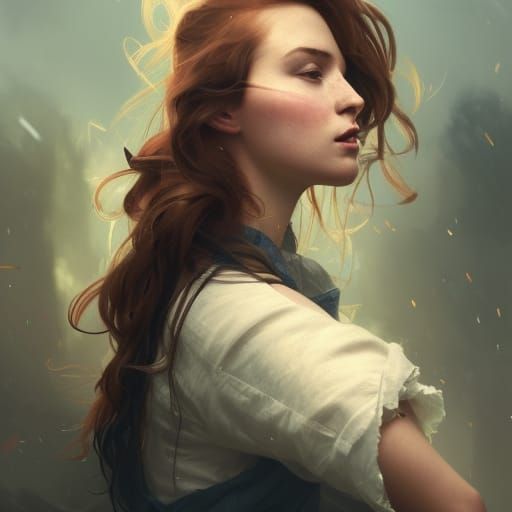 Young Irish Woman Portrait in Hyperdetailed Style