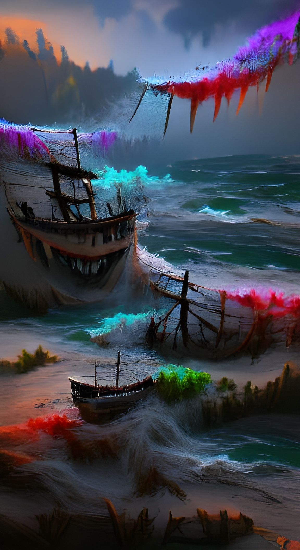 Undead Pirate Ship Battle on Rough Seas