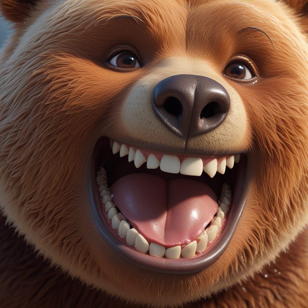 Super Cute Smiling Bear in Detailed 3D Rendering