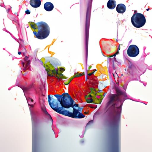 Hyperreal Fruit Smoothie Portrait in Splash Art Style