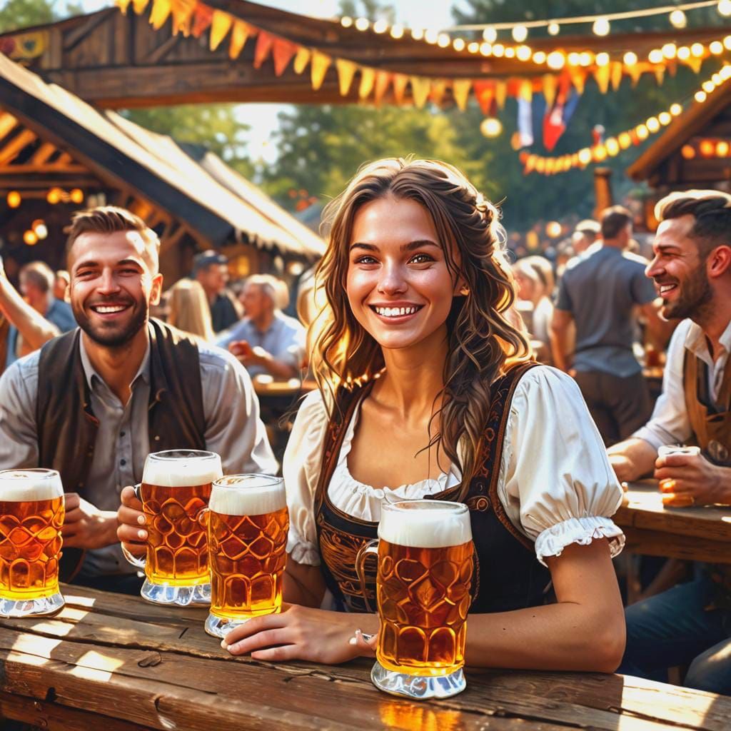 Slovak Girl Celebrates Octoberfest in Hyperrealistic Style