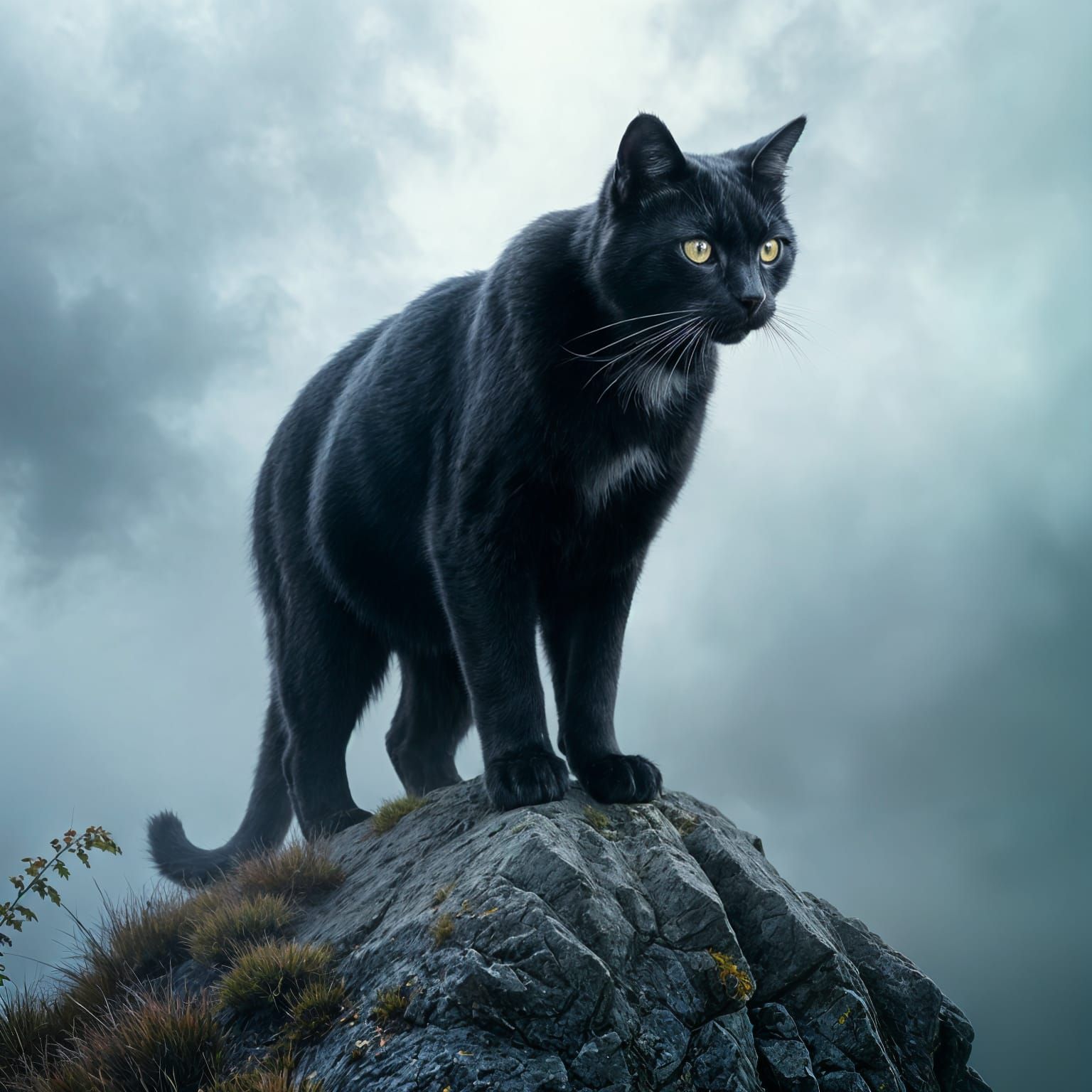 Photorealistic Airbrush of a Cat-sìth in Scotland