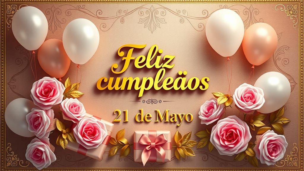 Luxurious Embossed Banner with Pastel Balloons and Flowers