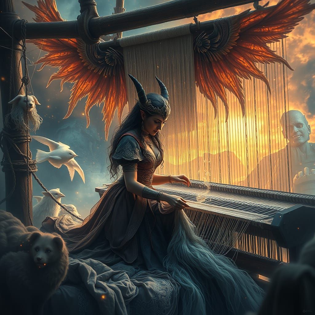 Dream Weaver at Magical Loom, Digital Matte Painting