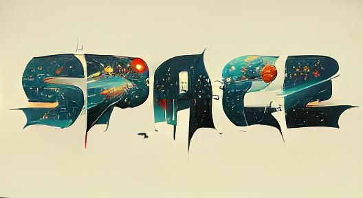 Colorful Outer Space Scene with Space Station