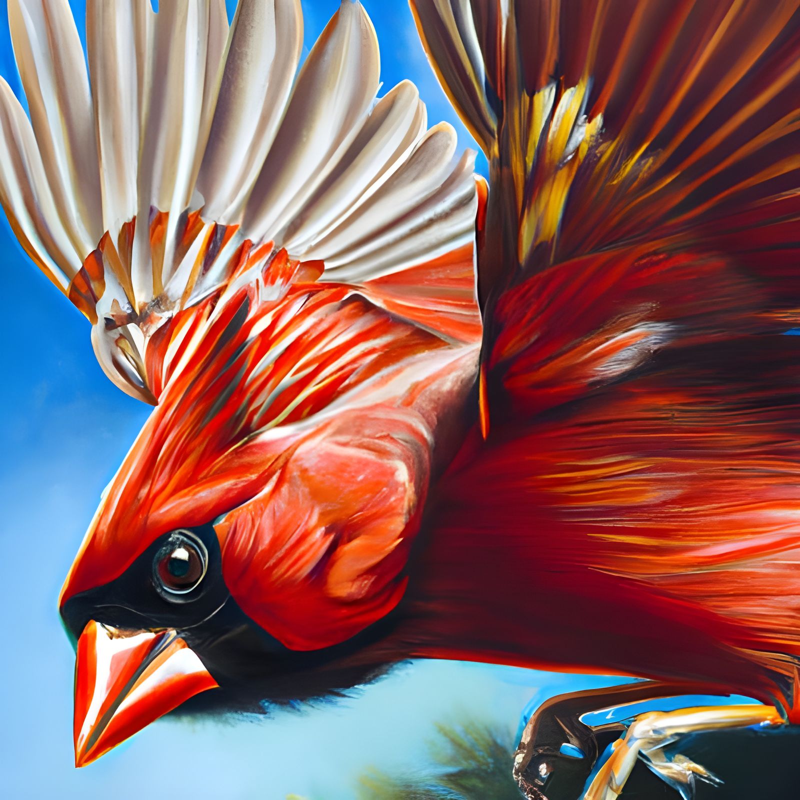 Cardinal in flight