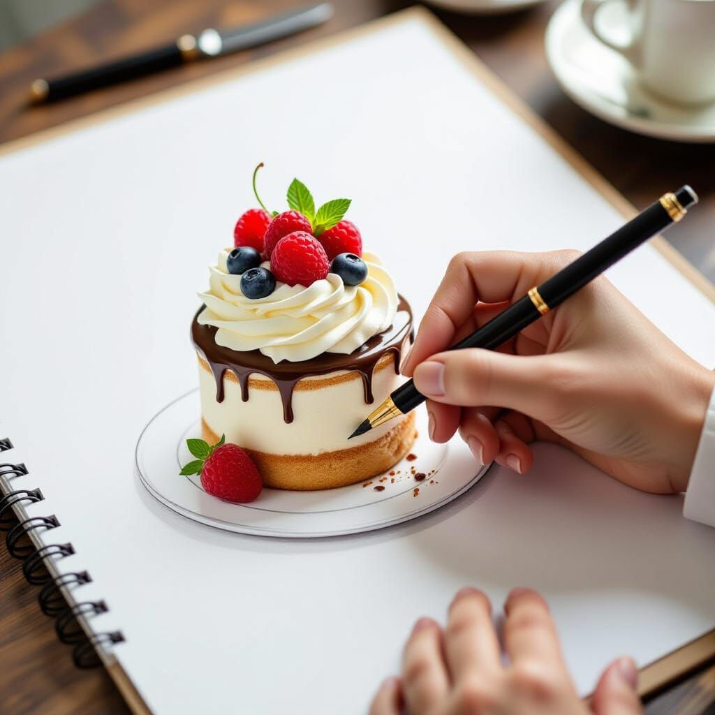 Hand Drawing a Delicious Dessert