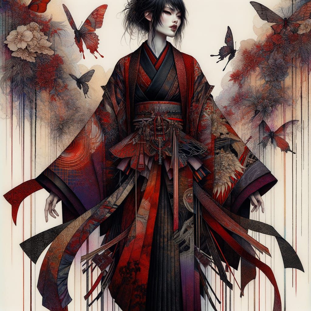 Cyberpunk Goddess in Deconstructed Kimono