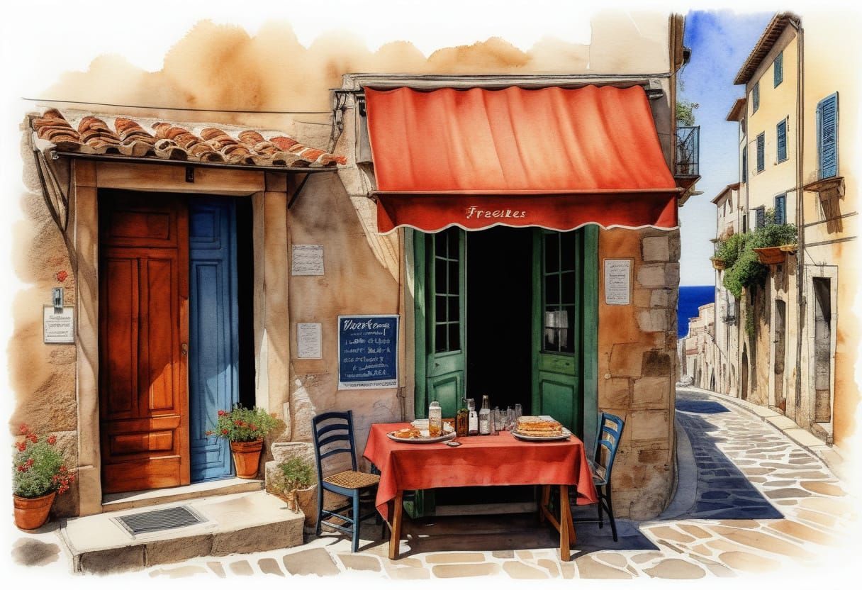 Mediterranean Friends in Watercolor Style