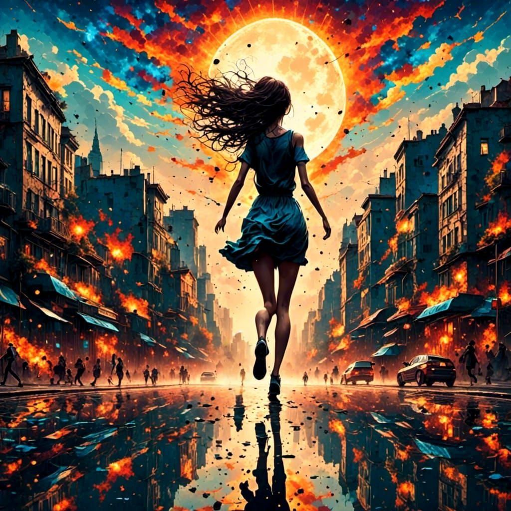 Woman Runs Towards a Bright Future