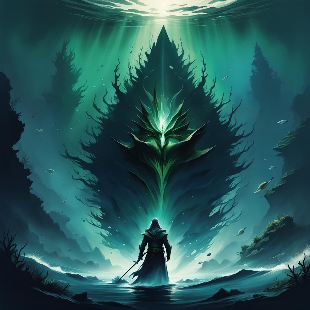 Mysterious Dark Fantasy Ocean Bottom Concept Art