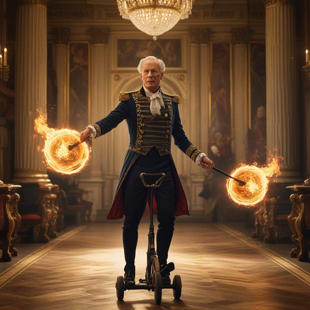 King Charles III Juggles Fireballs in Buckingham Palace