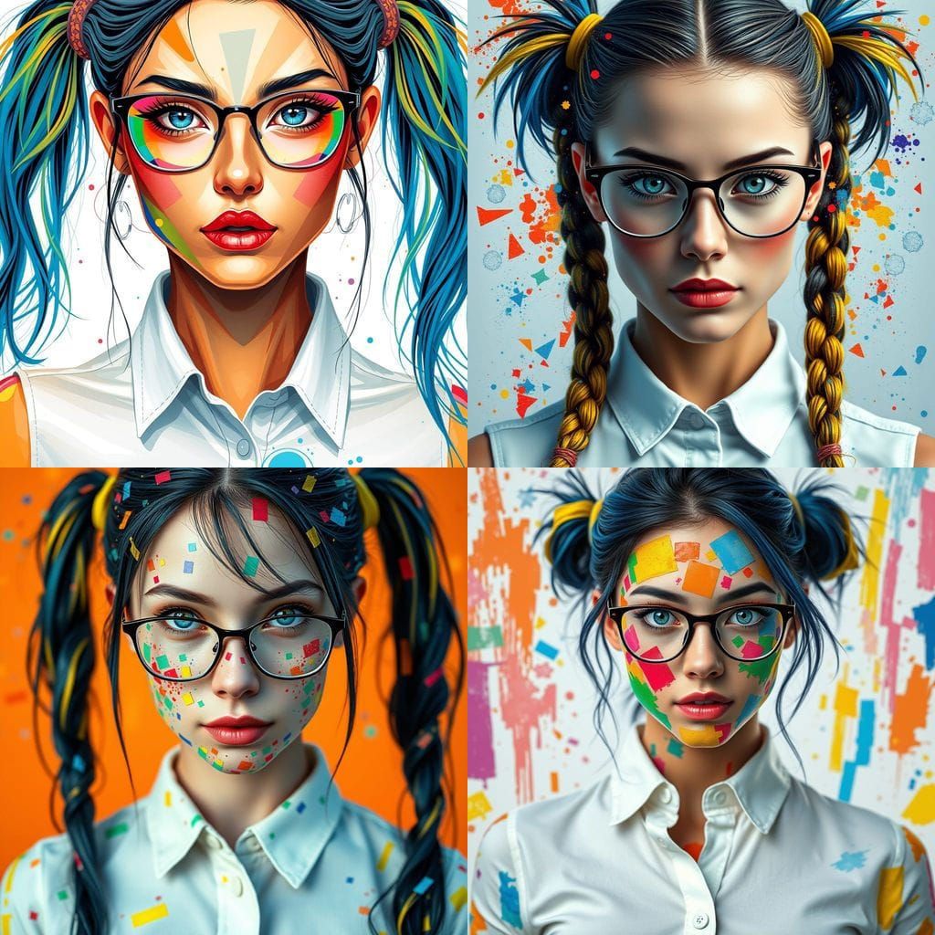 Vibrant Abstract Portrait of a Fitness Enthusiast Woman