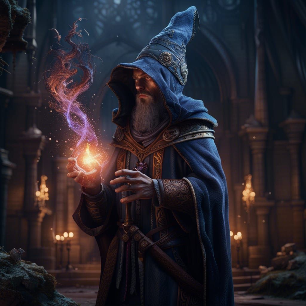 Young Wizard in Detailed Fantasy Art