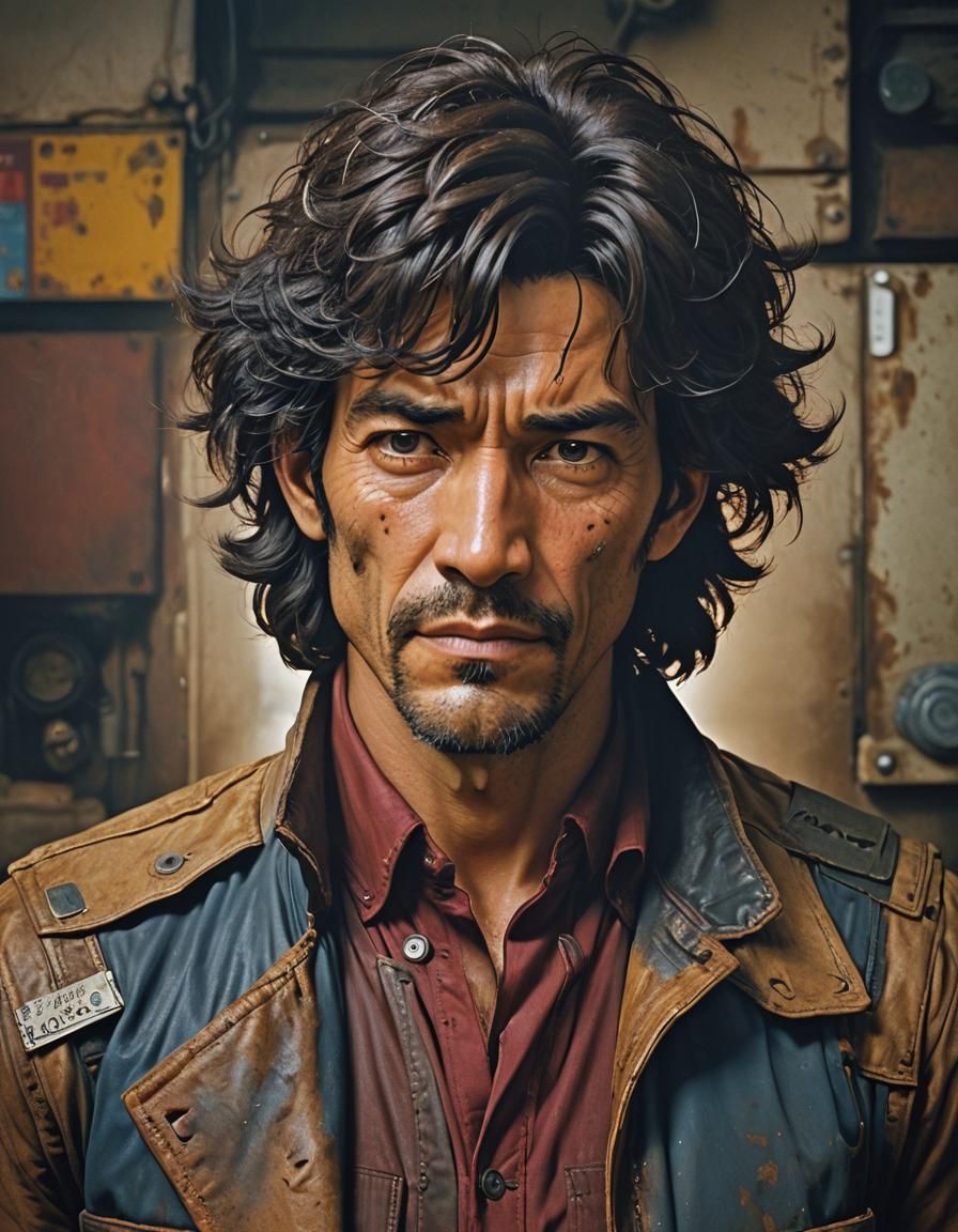 Space Western character, style of Cowboy Bebop but realistic...