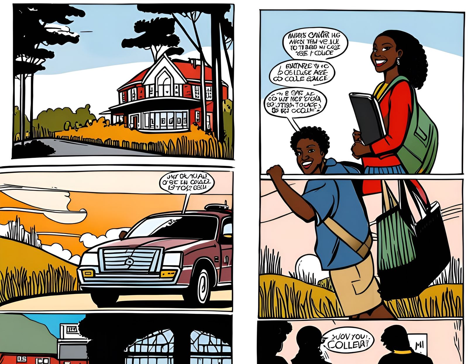 College Student with Pride Bag in Comic Book Style