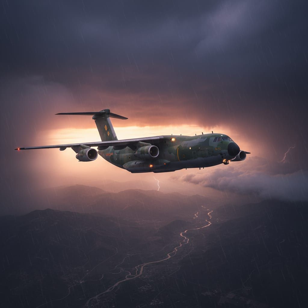 Y-20 Airlifter in Hyperrealistic Cinematic Style