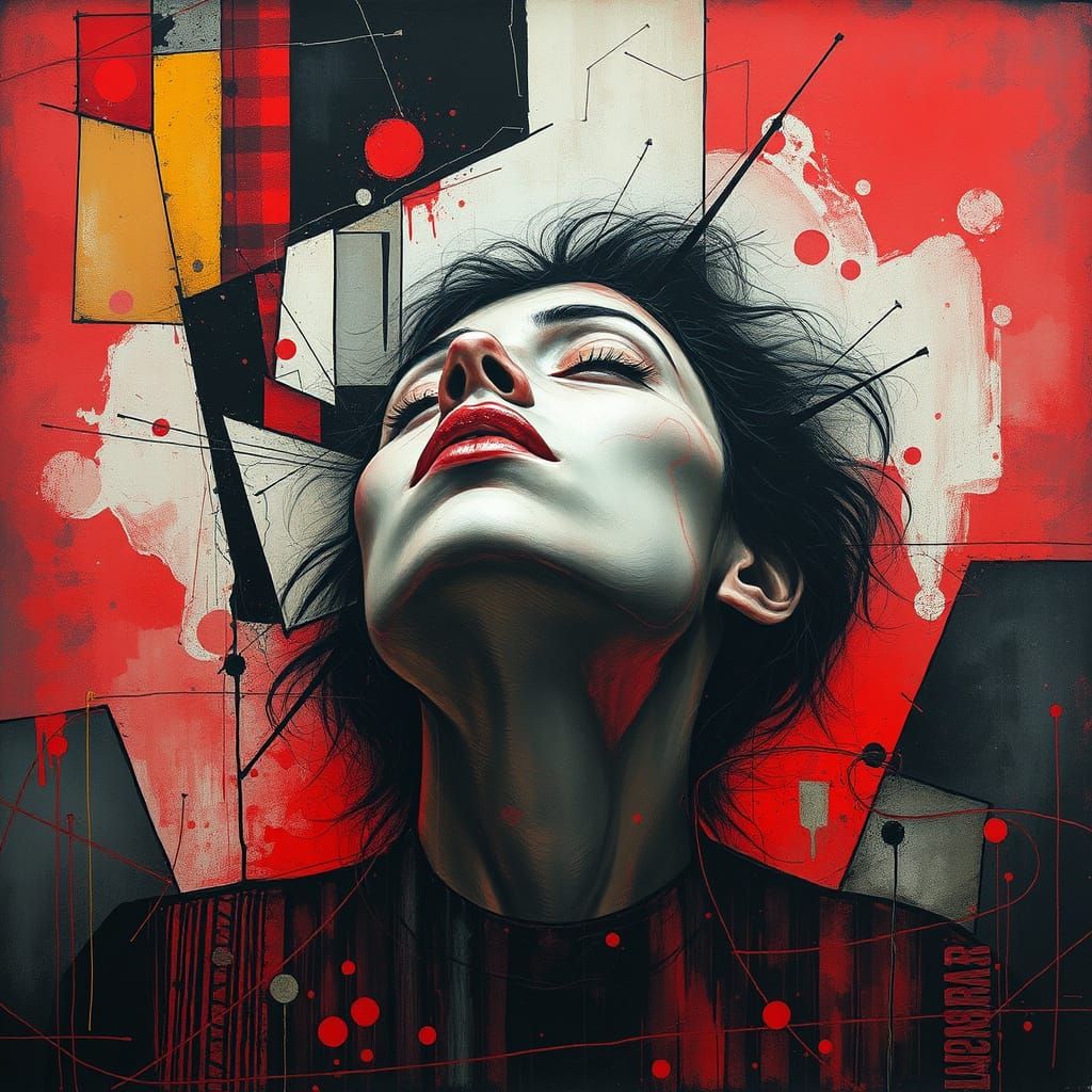 Fractured Reality in Vibrant Cubist Abstraction