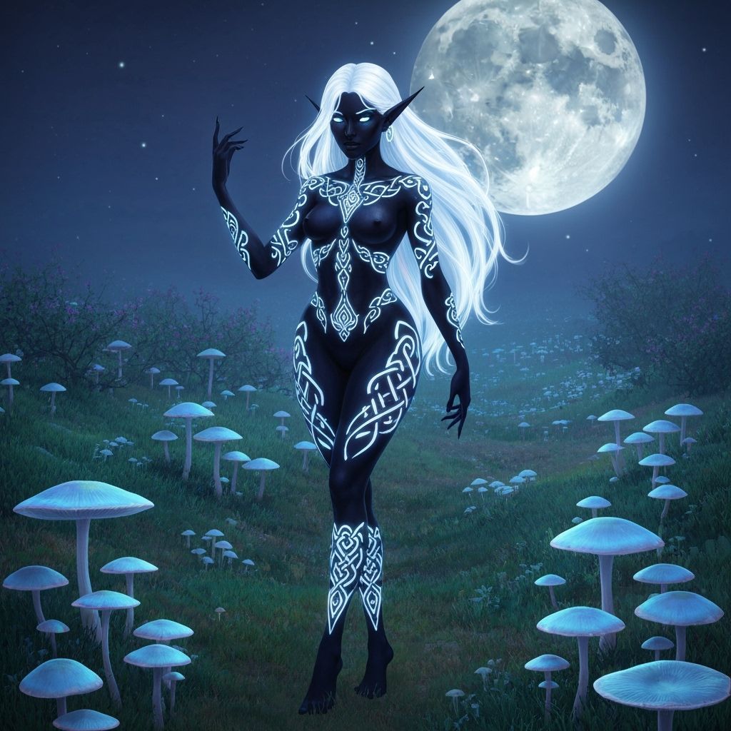 Drow Elf with Bioluminescent Accents