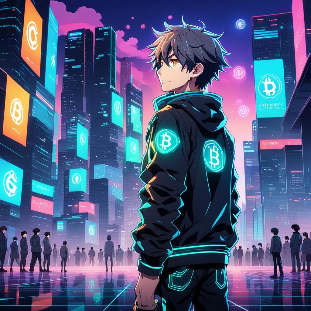 Vibrant Anime Character in a Neon Lit Cityscape