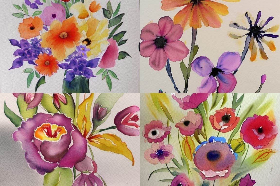 Elegant Watercolor Flowers in Bloom