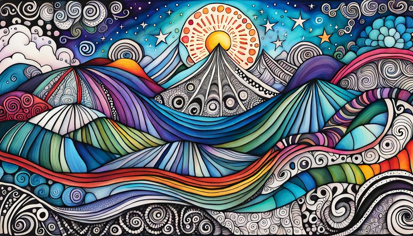 Cosmological Kindness: Zentangle Background in World of Caco...