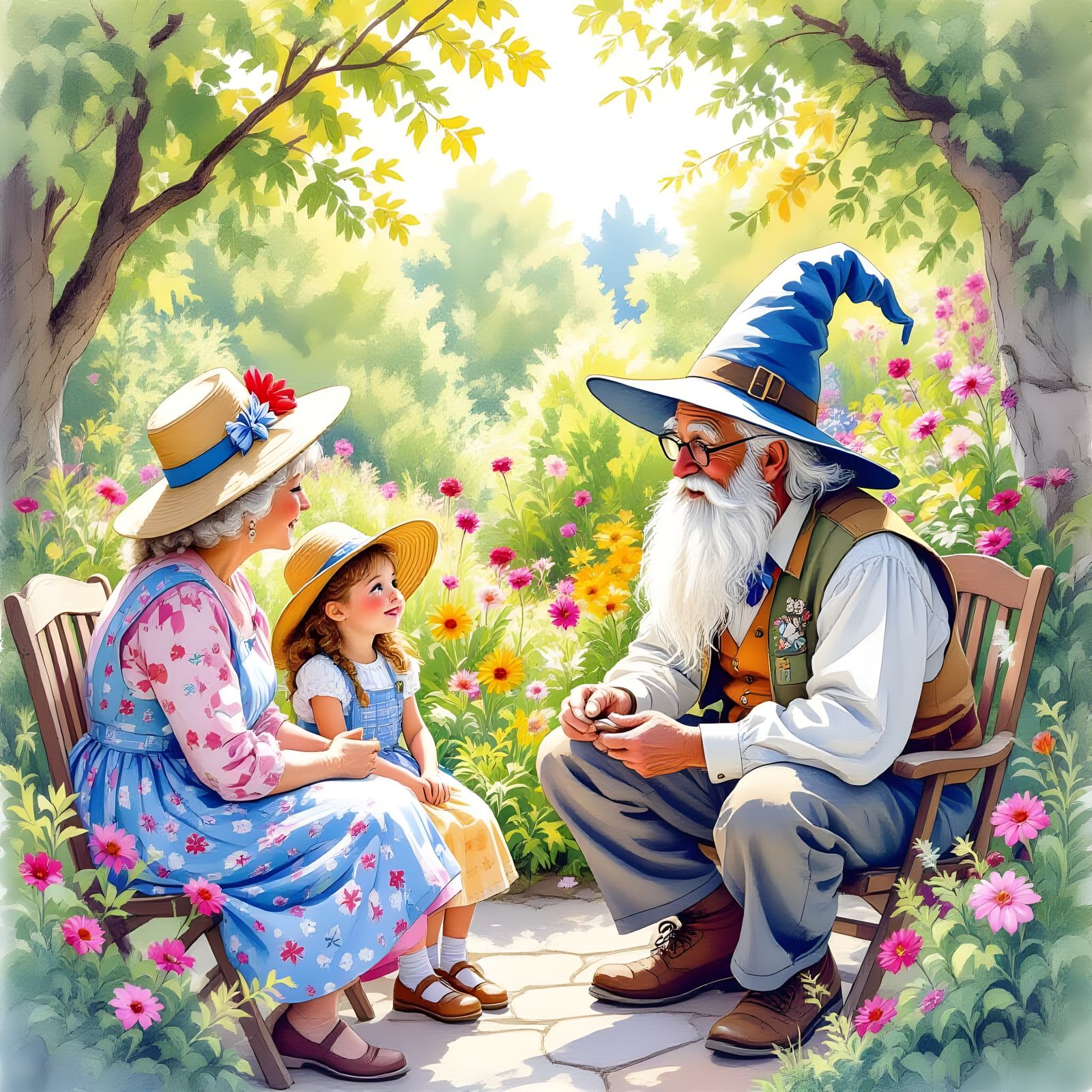 Elderly Neighbors Meet the Wizard of Oz: Watercolor