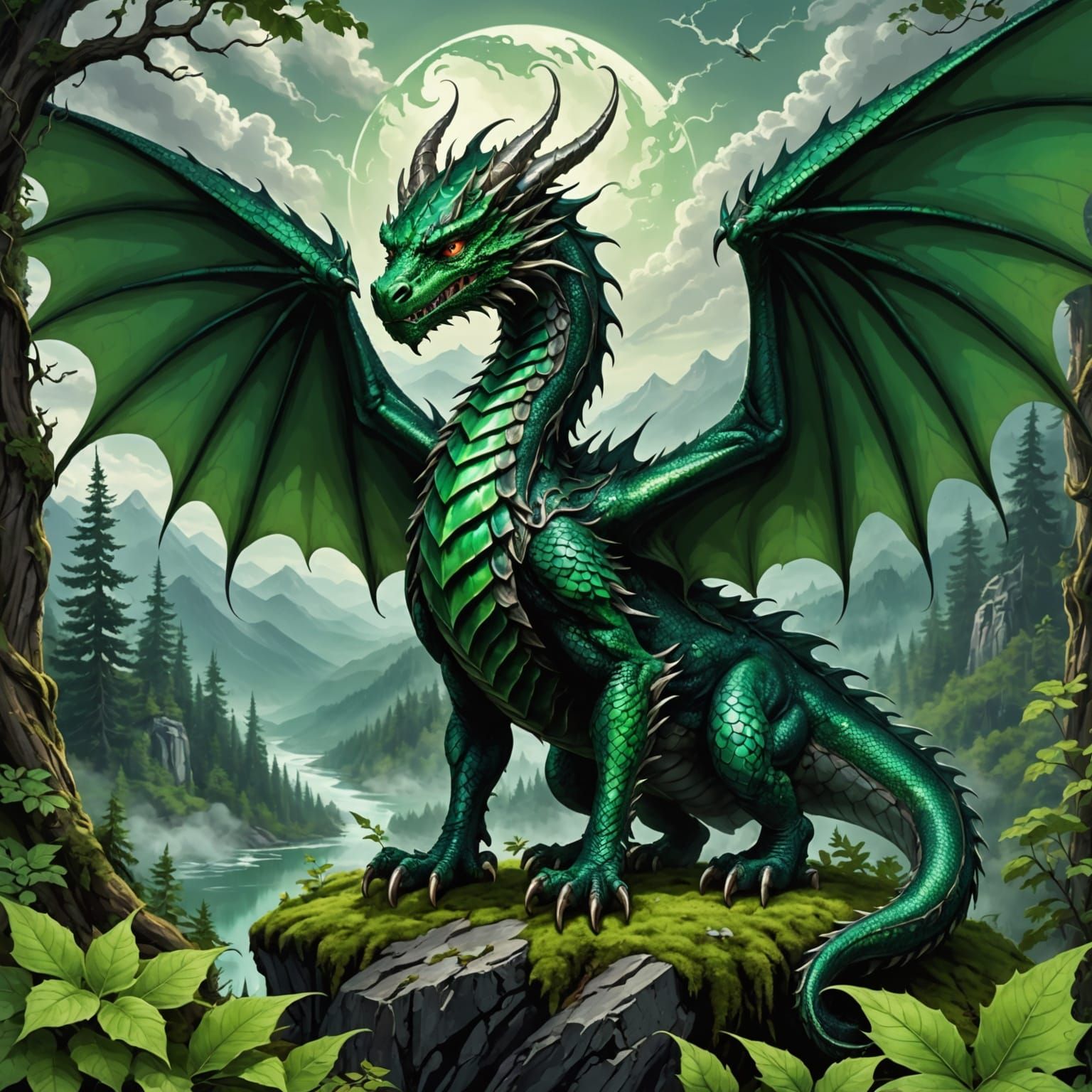 Regal Forest Dragon with Shimmering Scales