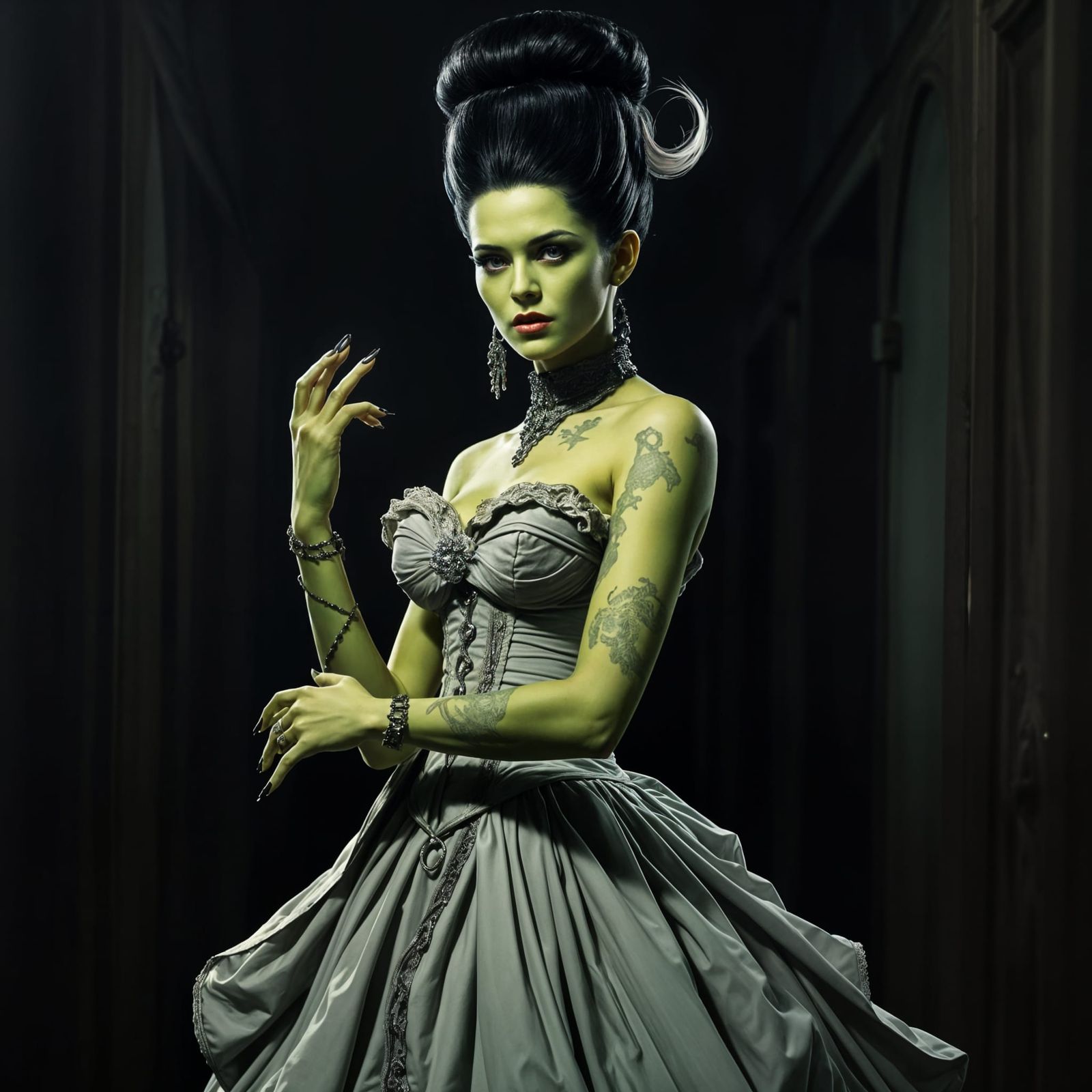 Bride of Frankenstein with Bouffant Hairstyle