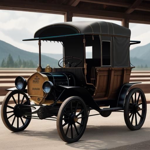 Modern Conestoga Wagon at Car Show, Hyperrealistic