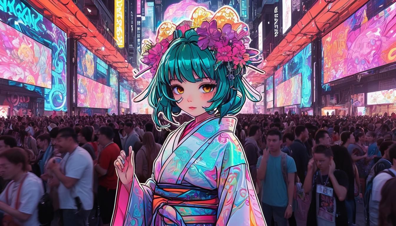 Dynamic Anime Fusion: Cybercore Meets Pop Art