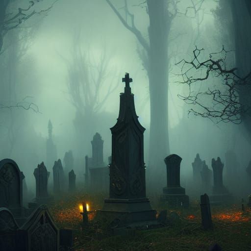 Spooky Graveyard Concept Art in Deep Color