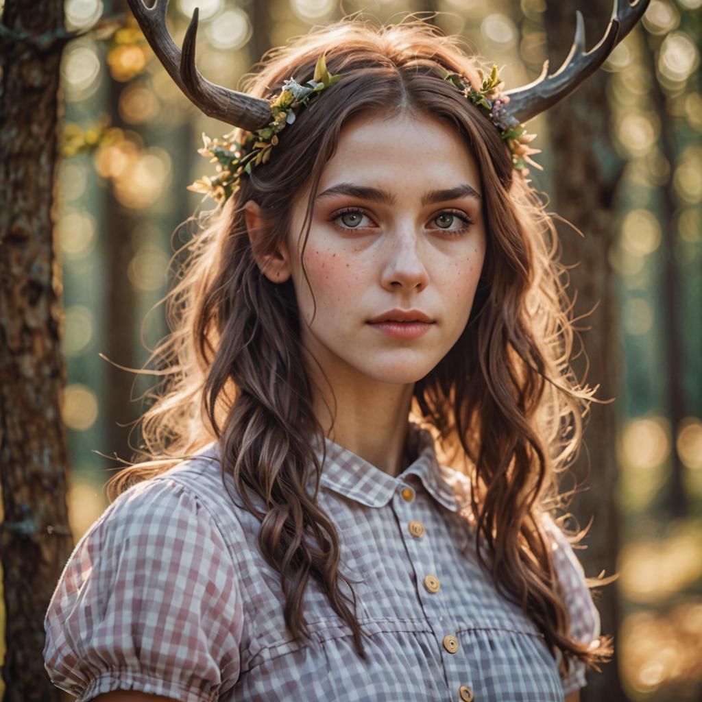 Dreamlike Wendigo Woman Portrait in Soft Light