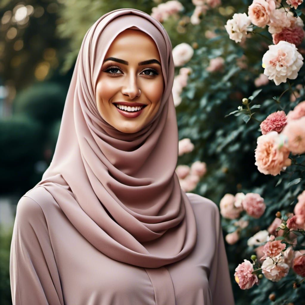 Beautiful Hijabi Portrait in Garden Setting