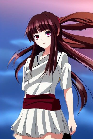 Playful Seductive Anime in Traditional Japanese Style