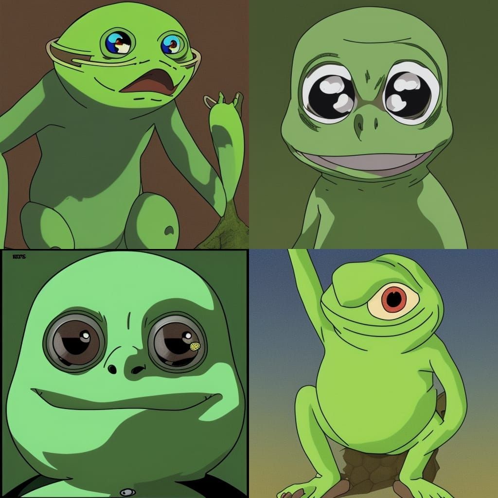 Pepe the Frog in Studio Ghibli Anime Style