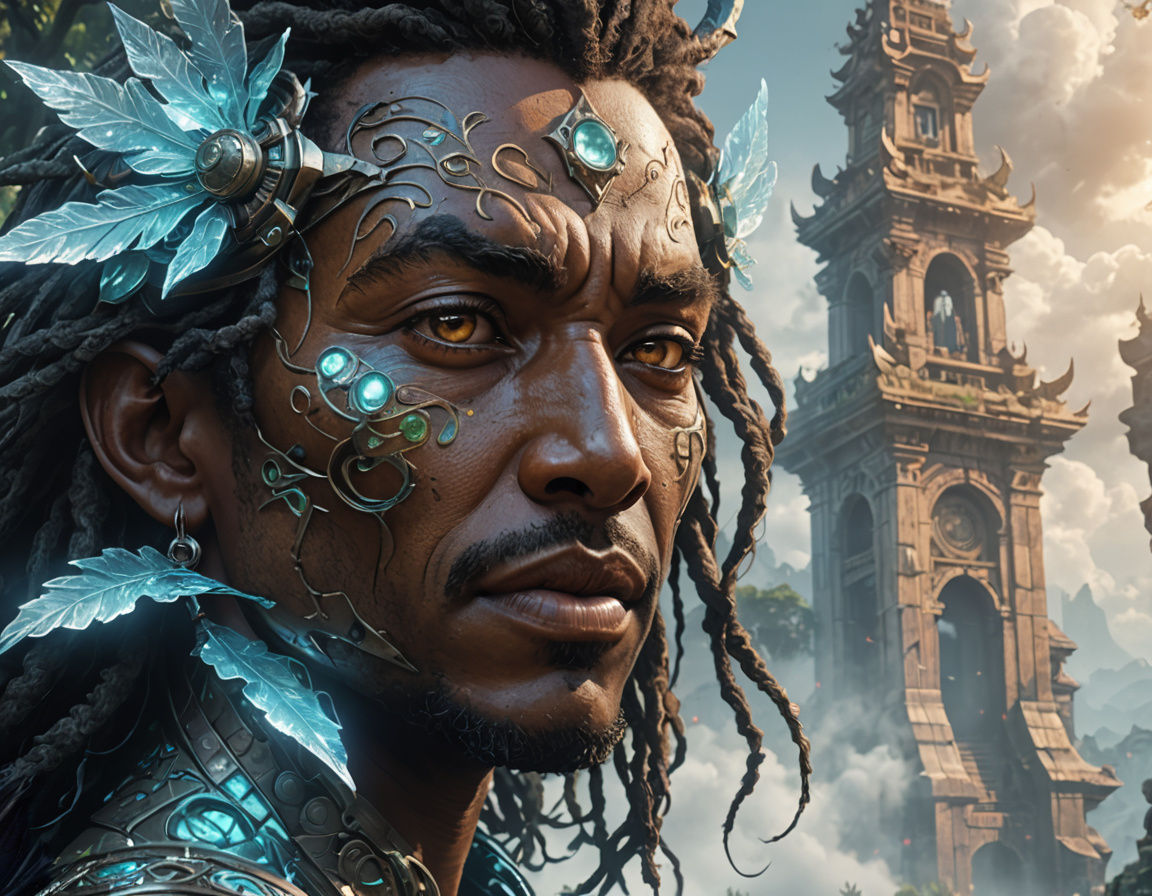 Divine Cosmic Portrait in Hyper-Realistic Style