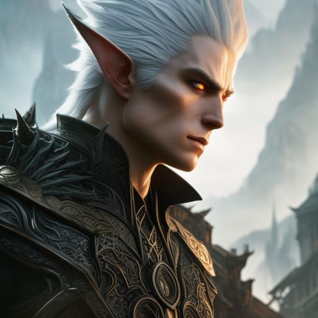 Elven Wizard Portrait in Hyperrealistic Style