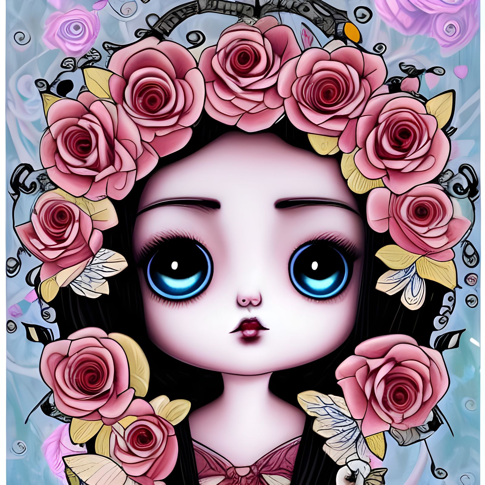 Portrait with Roses in Becket-Griffith Style