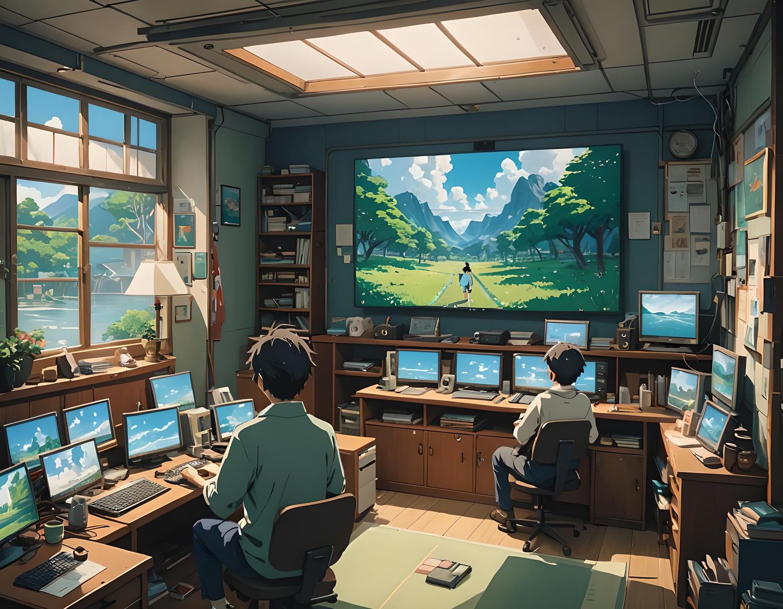 Anime-Style News Anchor on TV Screen