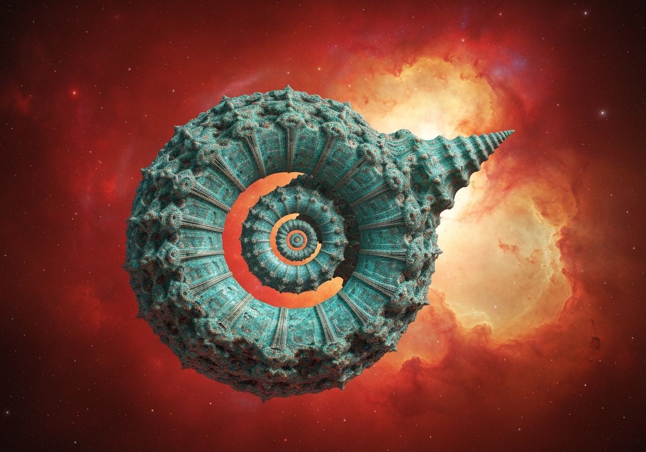 Art Deco Spaceship Drifting Through Nebula