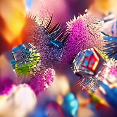 Microscopic View of Crystalline Microorganism Structures